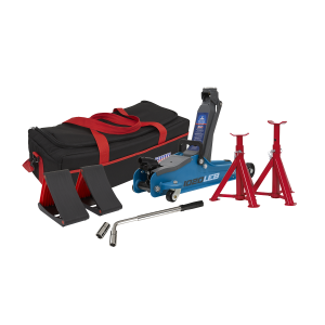 Sealey Low Entry Short Chassis Trolley Jack & Accessories Bag Combo, 2 Tonne - Blue (1020LEBBAGCOMBO)