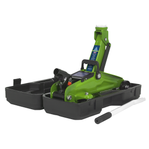 Sealey Short Chassis Trolley Jack with Storage Case 2 Tonne - Green (1050CXDHV)