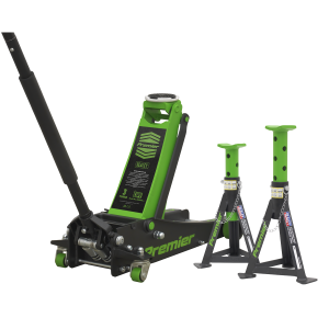 Sealey Premier Trolley Jack 3 Tonne & Axle Stands (Pair) 3 Tonne per Stand Combo (3040AGCOMBO1)