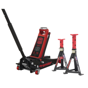 Sealey Trolley Jack 3 Tonne & Axle Stands (Pair) 3 Tonne per Stand Combo (3040ARCOMBO)