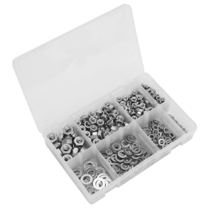 Sealey Stainless Steel Nut and Washer Assortment M5-M10 500pc (AB077NW)