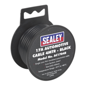 Sealey 17A Thick Wall Automotive Cable 4m - Black (AC1704B)