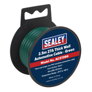 Sealey 27A Thick Wall Automotive Cable 2.5m - Green (AC2725G)