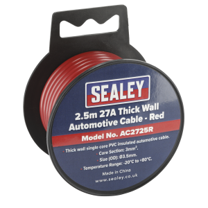 Sealey 27A Thick Wall Automotive Cable 2.5m - Red (AC2725R)