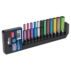 Sealey Premier Deep Multi-Coloured Socket Set 1/4"Sq Drive 12pc (AK282D)