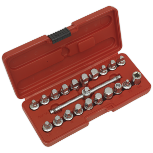Sealey Oil Drain Plug Key Set 3/8"Sq Drive 21pc (AK6586)
