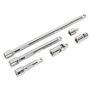 Sealey Premier Wobble/Rigid Extension Bar, Adaptor & Universal Joint Set 3/8"Sq Drive 6pc (AK7690)