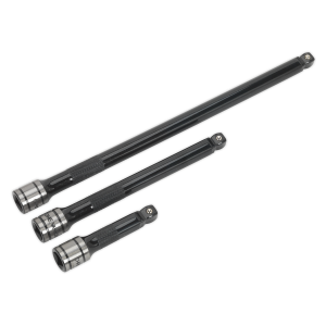Sealey Premier Black Wobble/Rigid Extension Bar Set 3/8"Sq Drive 3pc (AK7691)