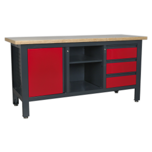 Sealey Workbench with 3 Drawers, 1 Cupboard & Open Storage (AP1905B)