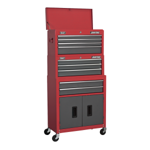 Sealey American PRO® Topchest, Mid-Box Tool Chest & Rollcab Stack 9 Drawer - Red (AP2200BBSTACK)