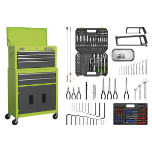Sealey American PRO® Topchest & Rollcab Combination 6 Drawer with 170pc Tool Kit - Green/Grey (AP2200COMBOHV)