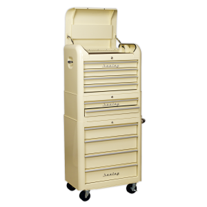 Sealey Premier™ Retro Style Topchest, Mid-Box Tool Chest & Rollcab Combination 10 Drawer - Cream (AP28COMBO2)