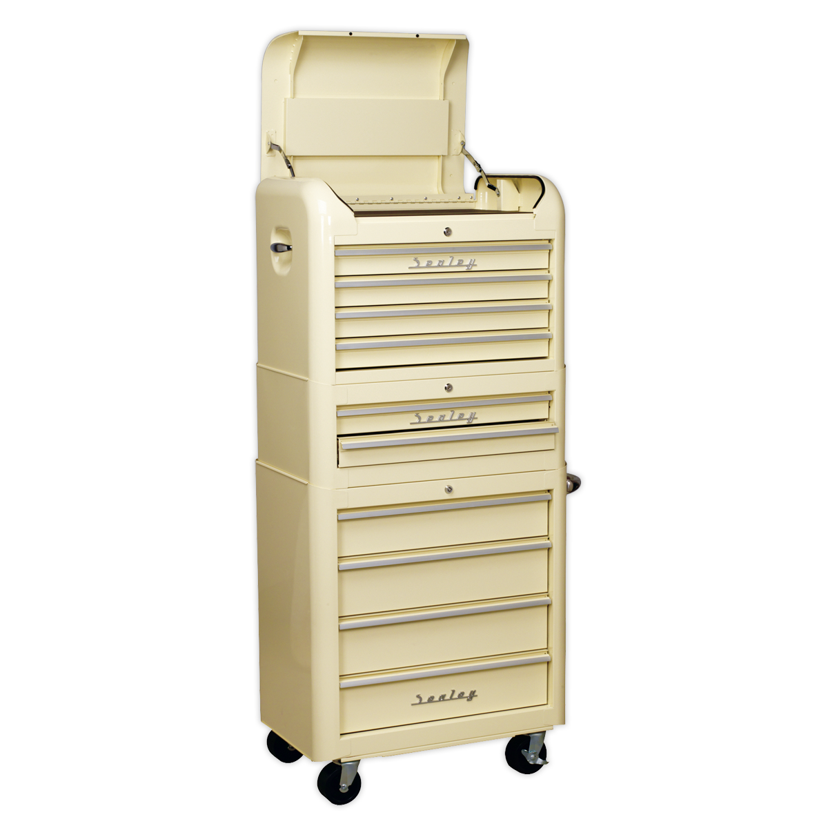 Sealey Premier™ Retro Style Topchest, Mid-Box Tool Chest & Rollcab Combination 10 Drawer - Cream (AP28COMBO2)