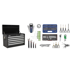 Sealey Superline PRO® Topchest 5 Drawer with 139pc Tool Kit - Black (AP33059BCOMBO)