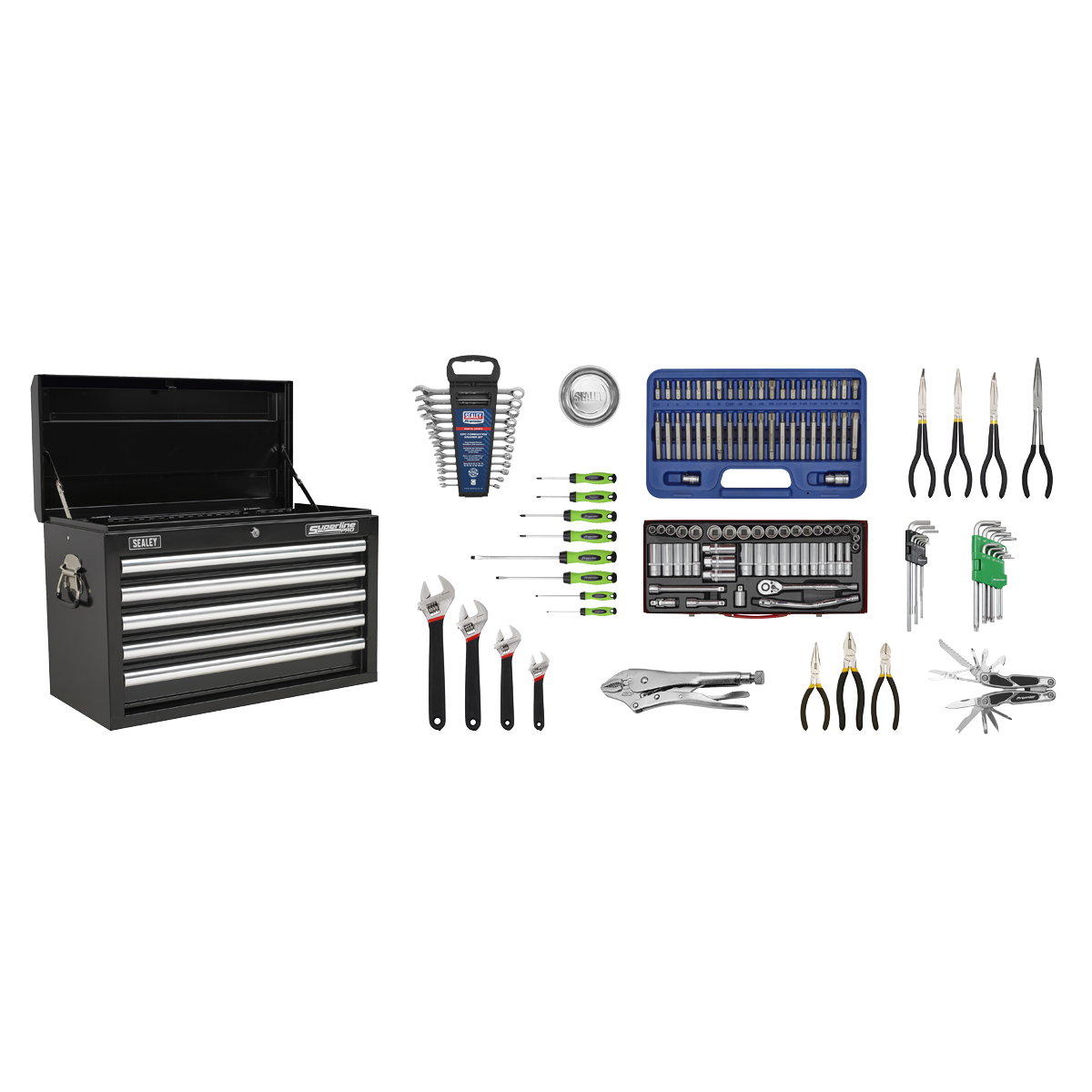 Sealey Superline PRO® Topchest 5 Drawer with 139pc Tool Kit - Black (AP33059BCOMBO)