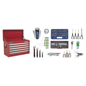 Sealey Superline PRO® Topchest 5 Drawer with 139pc Tool Kit - Red (AP33059COMBO)