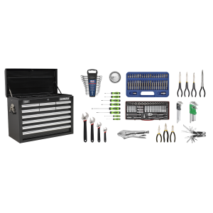 Sealey Superline PRO® Topchest 10 Drawer with 140pc Tool Kit - Black (AP33109BCOMBO)