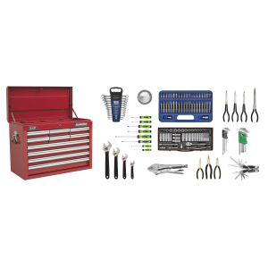 Sealey Superline PRO® Topchest 10 Drawer with 139pc Tool Kit - Red (AP33109COMBO)