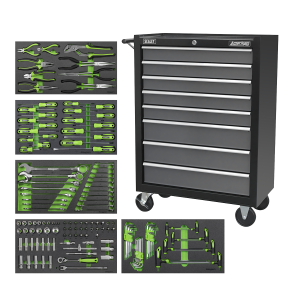 Sealey Rollcab 8 Drawer with 145pc Tool Kit - Black/Grey (AP35TBCOMBO3)