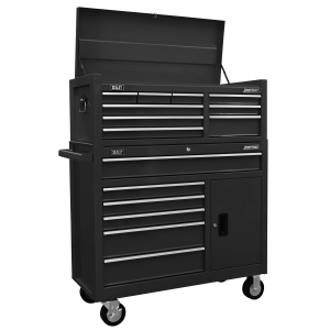 Sealey American PRO® Topchest & Rollcab Combination 15 Drawer - Black (AP41STACKB)