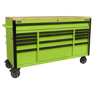 Sealey Superline PRO® Black Edition Mobile Trolley with Wooden Worktop 15 Drawer 1549mm (AP6115BE)