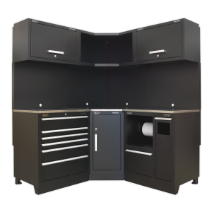 Sealey Premier™ Corner Storage System with Stainless Worktop 1.71m (APMSCOMBO6SS)