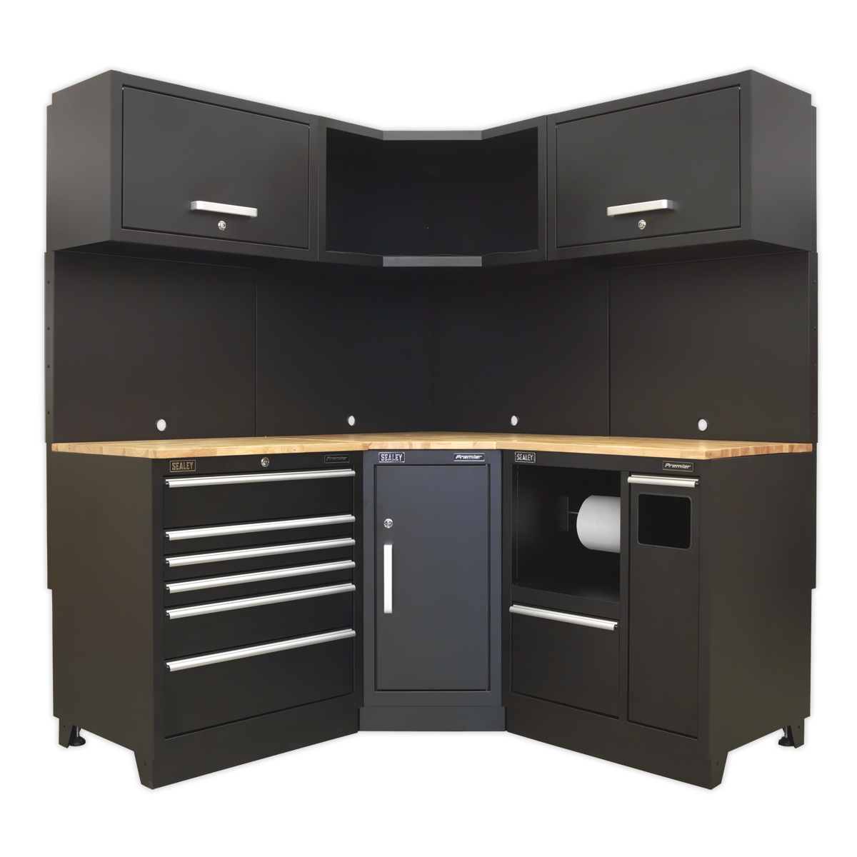 Sealey Premier™ Corner Storage System with Hardwood Worktop 1.71m (APMSCOMBO6W)