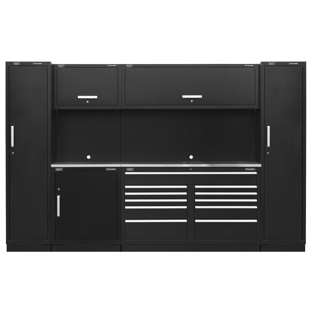 Sealey Premier™ Storage System with Stainless Worktop 3.55m (APMSCOMBO7SS)
