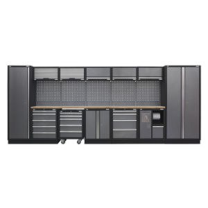 Sealey Superline PRO® Storage System with Wood Worktop 4.92m (APMSSTACK01W)