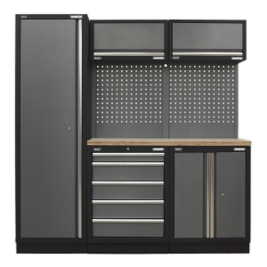 Sealey Superline PRO® Storage System with Wood Worktop 1.96m (APMSSTACK02W)