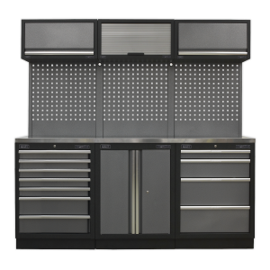 Sealey Superline PRO® Storage System with Stainless Worktop 2.04m (APMSSTACK07SS)