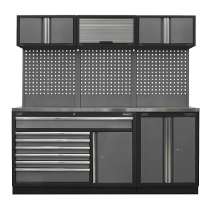 Sealey Superline PRO® Storage System with Stainless Steel Worktop 2.04m (APMSSTACK11SS)