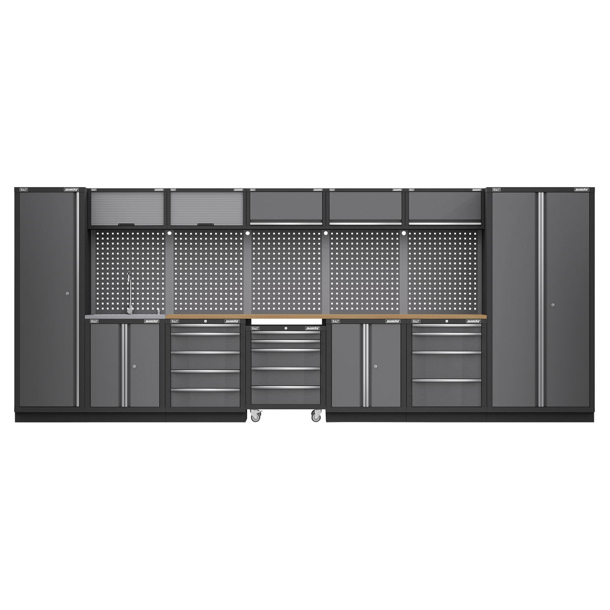 Sealey Superline PRO® Storage System with Pressed Wood Worktop 4.92m (APMSSTACK17W)