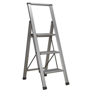 Sealey Aluminium Professional Fold-Flat Step Ladder 3-Step 150kg Capacity - EN 14183 (APSL3)