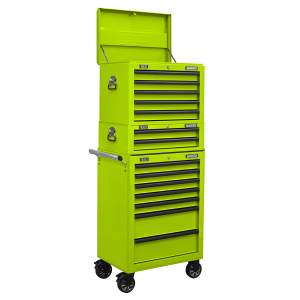 Sealey Superline PRO® Topchest, Mid-Box Tool Chest & Rollcab Combination 14 Drawer - Green (APSTACKTHV)