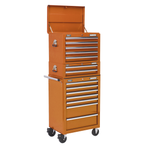 Sealey Superline PRO® Topchest, Mid-Box Tool Chest & Rollcab Combination 14 Drawer - Orange (APSTACKTO)