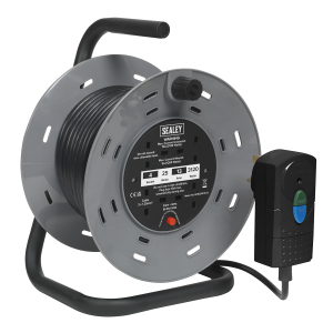 Sealey 25m Cable Reel with Thermal Trip & RCD Plug 4 x 230V (BCR25RCD)