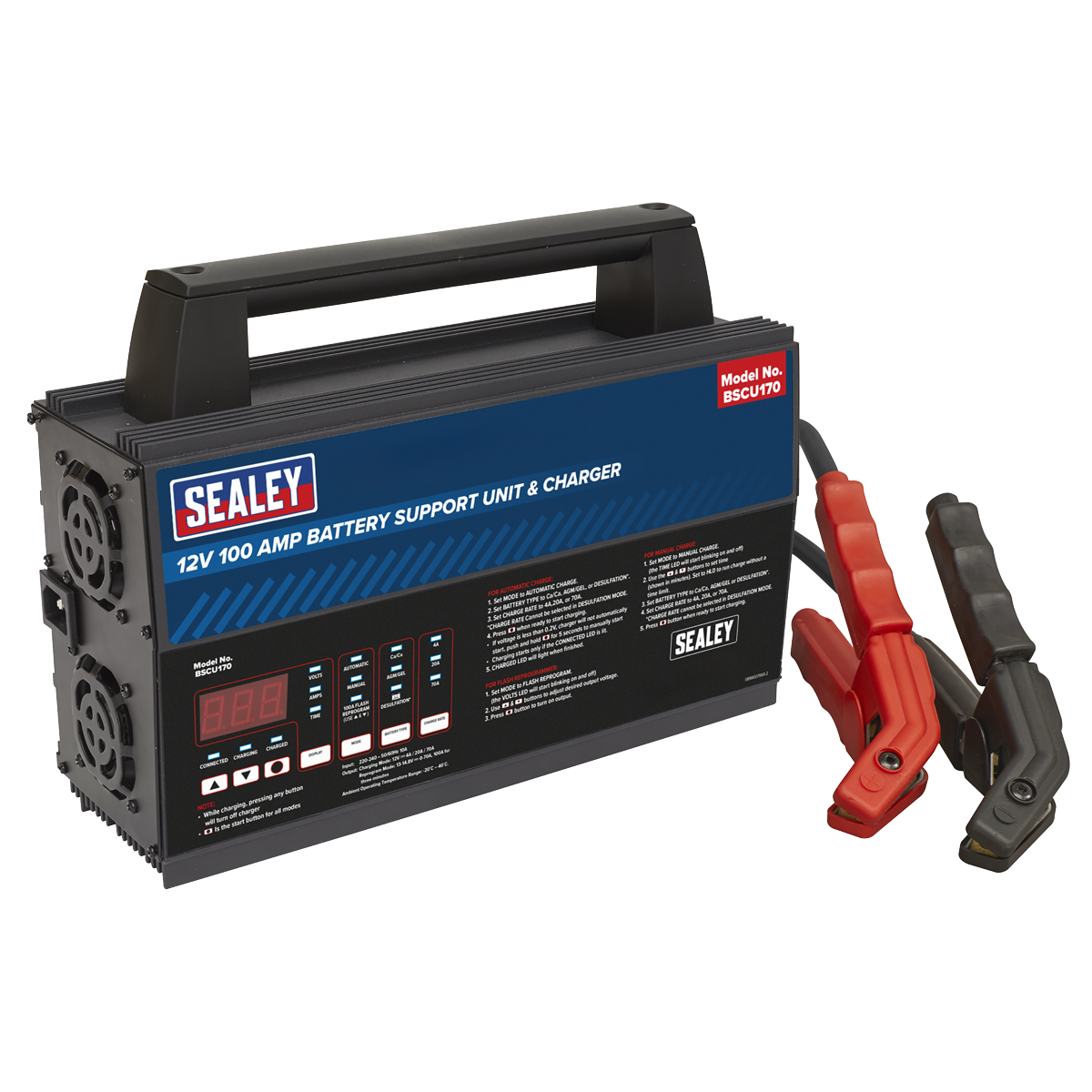 Sealey 12V Battery Support Unit & Charger 100A (BSCU170)