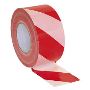 Sealey Non-Adhesive Hazard Warning Barrier Tape 80mm x 100m - Red/White (BTRW)