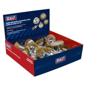 Sealey Crimped Wire Brushes Assorted Sizes - Display Box of 40 (BWBS40DB)