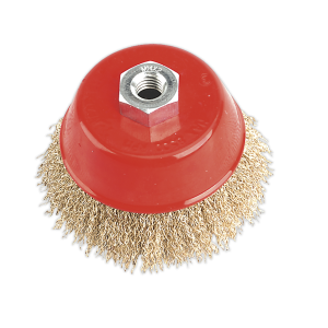 Sealey 100mm Brassed Steel Crimped Wire Cup Brush M14 x 2mm (CBC100)