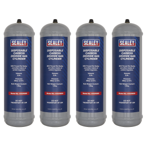 Sealey Disposable Carbon Dioxide Gas Cylinder 1.3kg - Pack of 4 (CO21KGD4)