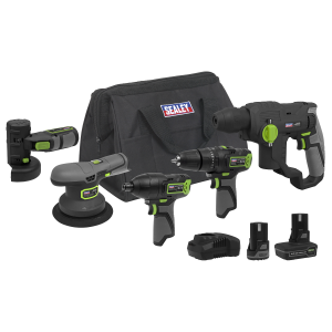 Sealey 5 x SV10.8 Series Cordless Power Tool Kit 10.8V - 2 Batteries (CP108VCOMBO7)