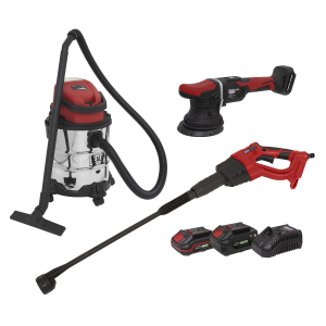 Sealey 3 x SV20 Series Cordless Power Tool Car Valeting Kit 20V - 2 Batteries (CP20VCOMBO10)