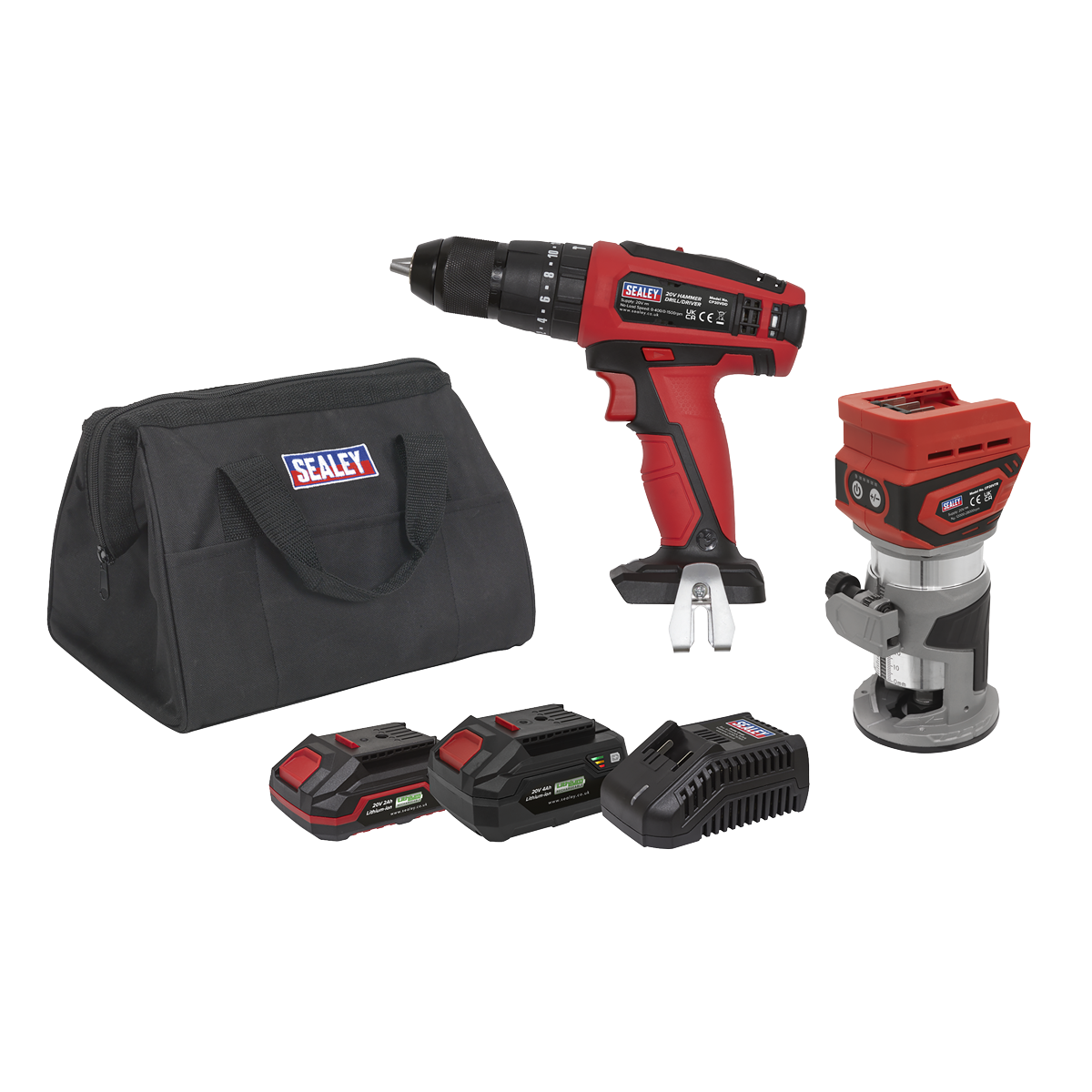 Sealey 2 x SV20 Series Cordless Power Tool Kit 20V - 2 Batteries (CP20VCOMBO12)