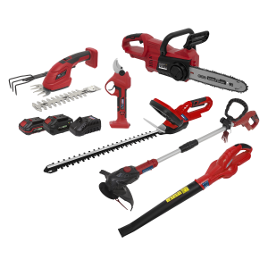 Sealey 6 x SV20 Series Cordless Garden Power Tool Kit 20V - 2 Batteries (CP20VCOMBO15)