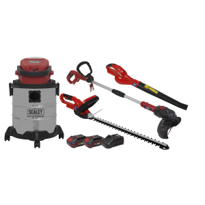 Sealey 4 x SV20 Series Cordless Garden Power Tool Kit 20V - 2 Batteries (CP20VCOMBO3)