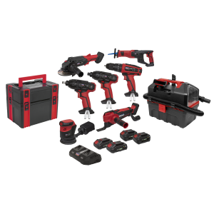 Sealey 8 x SV20 Series Cordless Power Tool Kit 20V - 4 Batteries (CP20VCOMBO4)