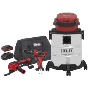Sealey 3 x SV20 Series Cordless Power Tool Vac Kit 20V - 2 Batteries (CP20VCOMBO5)