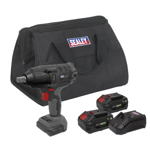 Sealey Premier SV20 Series 1/2"Sq Drive Brushless Cordless Impact Wrench Kit 20V 4Ah - 2 Batteries (CP20VPIWKIT)